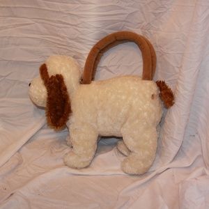 Child's Fuzzy Plush Dog Purse Tan & Brown